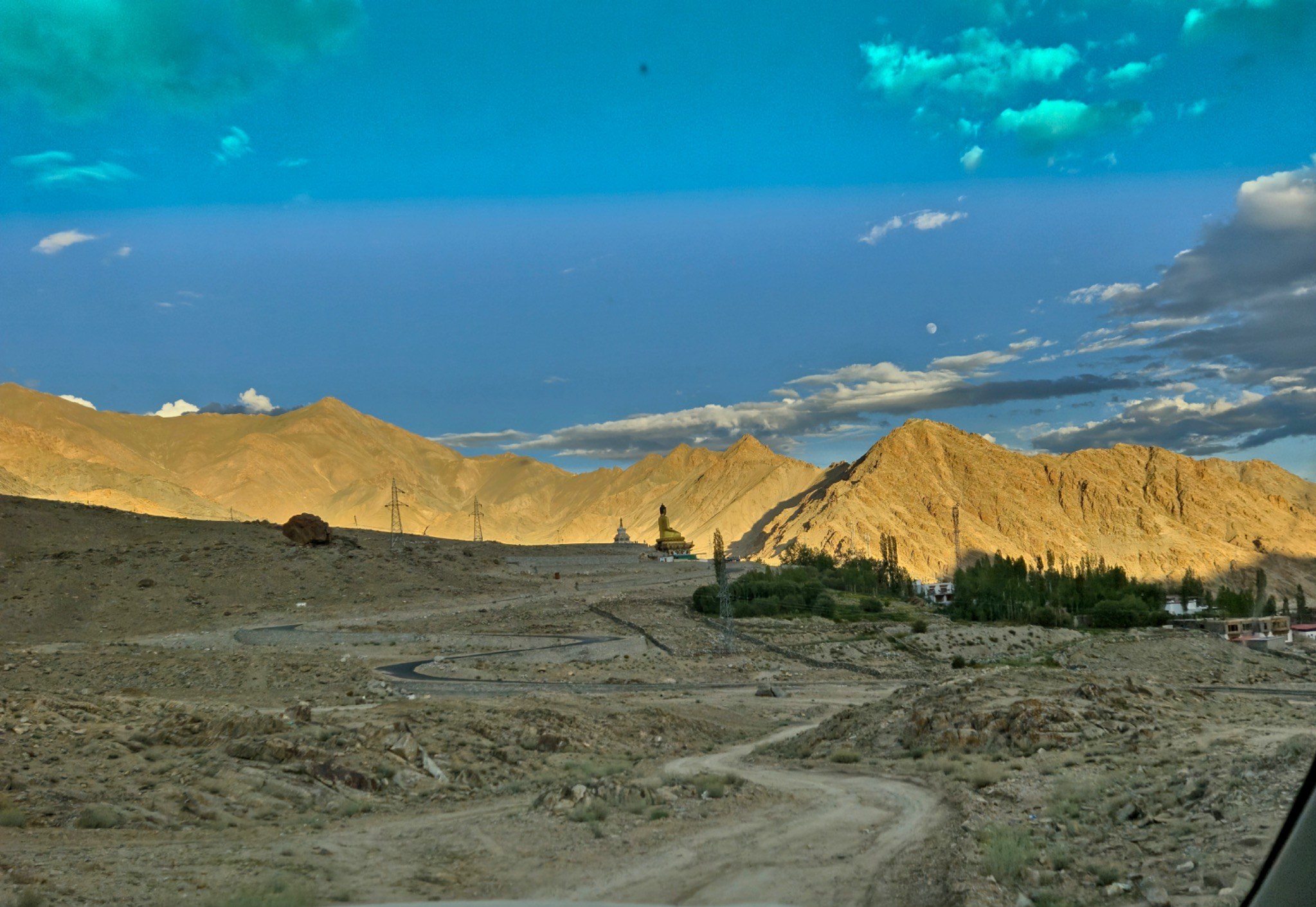 Sunlit Ladakh mountain landscape